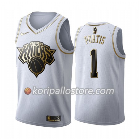 New York Knicks Bobby Portis 1 Nike 2019-2020 Valkoinen Golden Edition Miesten Pelipaidat Swingman 